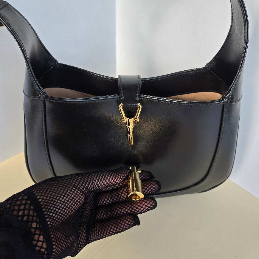 GUCCI JACKIE 1961 SMALL BLACK LEATHER SHOULDER BAG