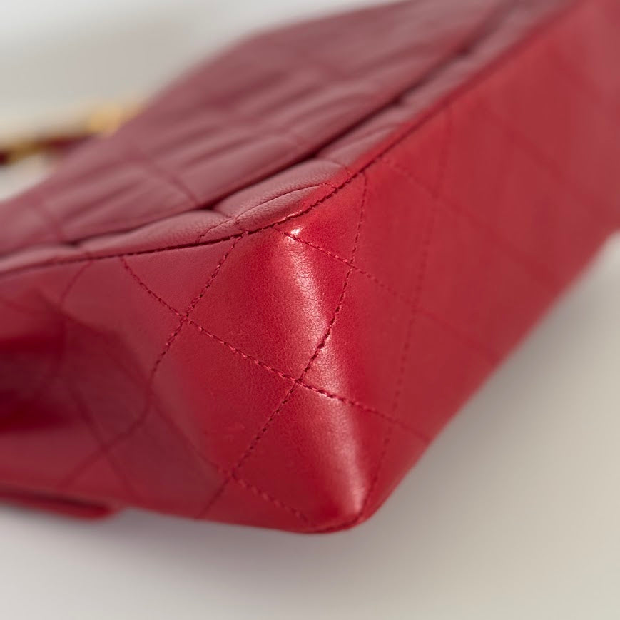 Chanel Vintage Red Quilted Lambskin Mini Flap Bag