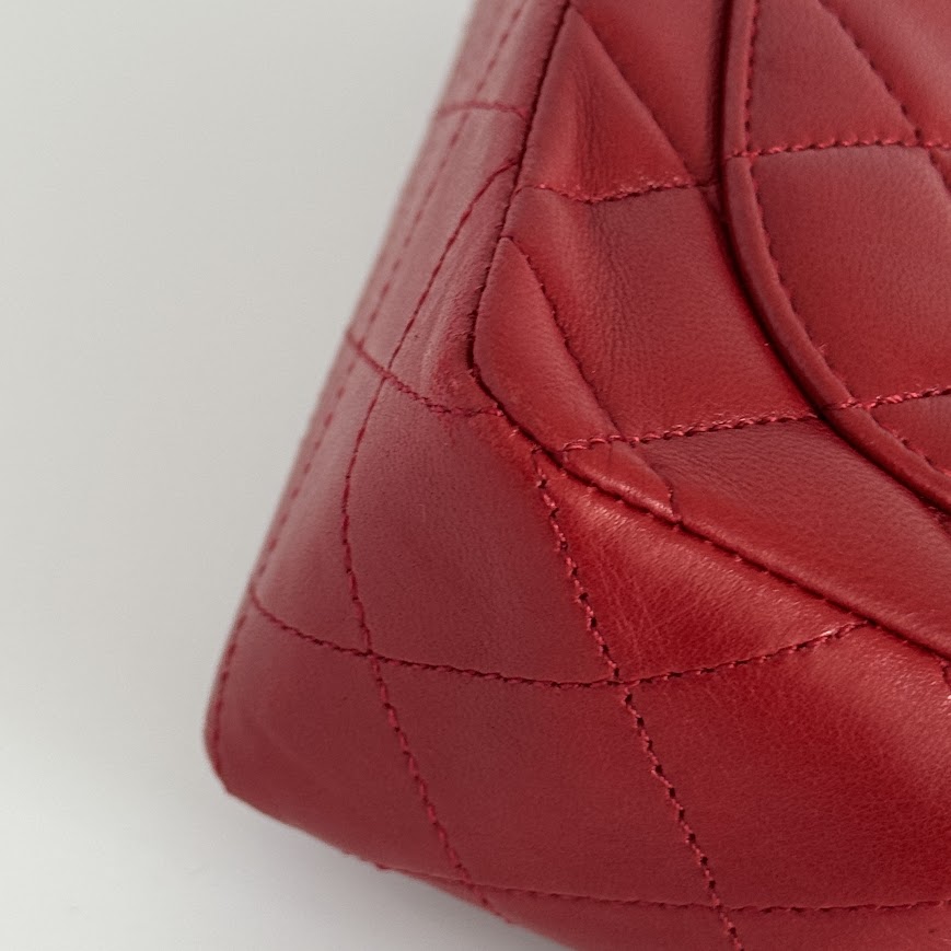 Chanel Vintage Red Quilted Lambskin Mini Flap Bag