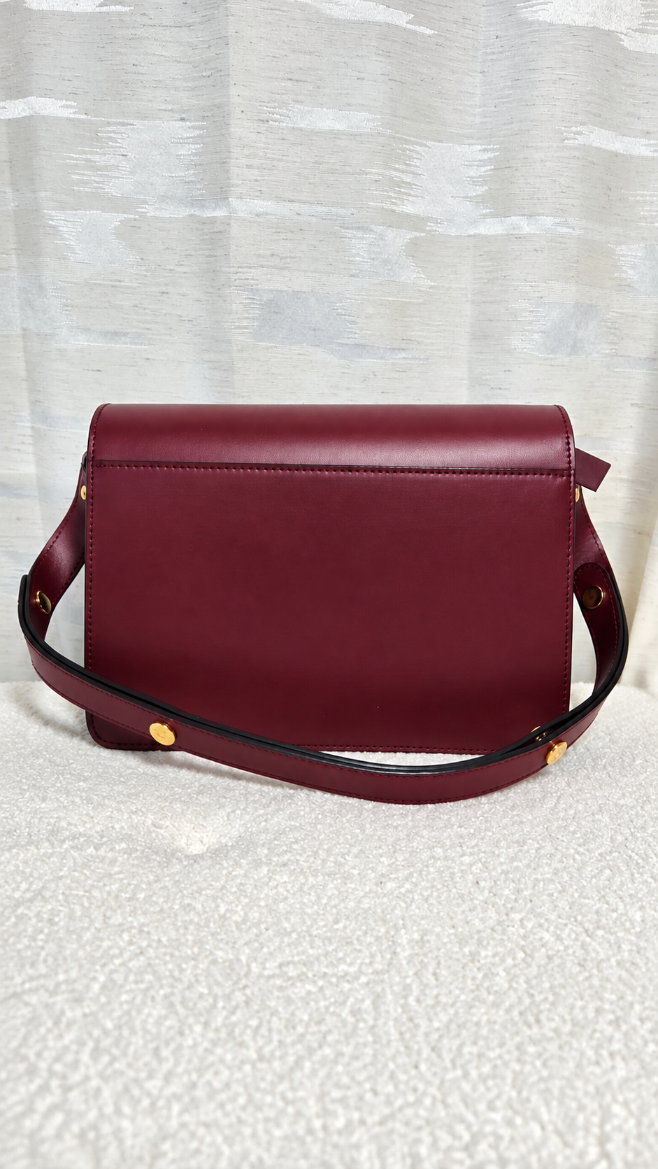 MARNI TRUNK BURGUNDY LEATHER SHOULDER BAG