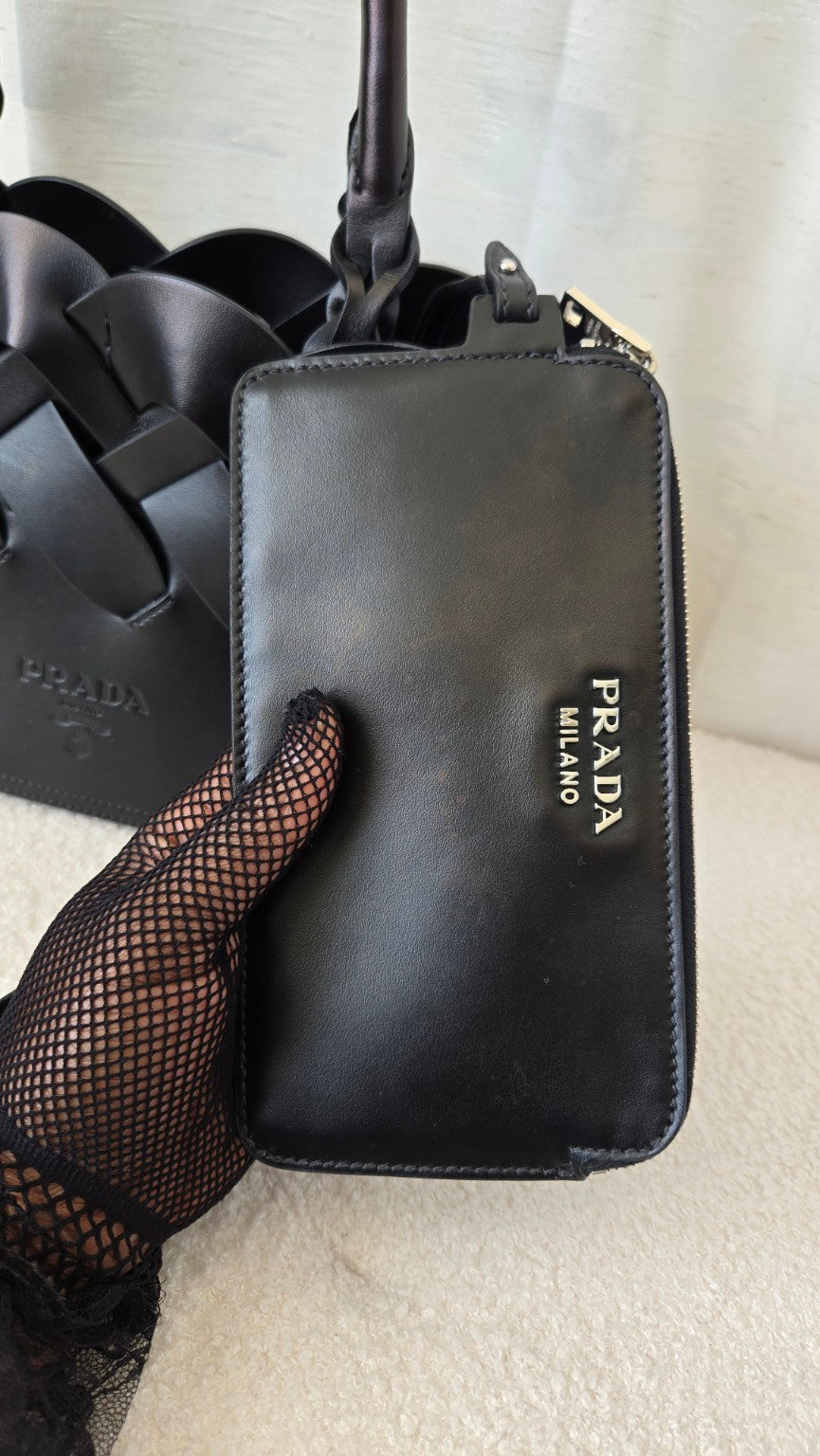 PRADA TRES INTRECCIO TOTE BAG